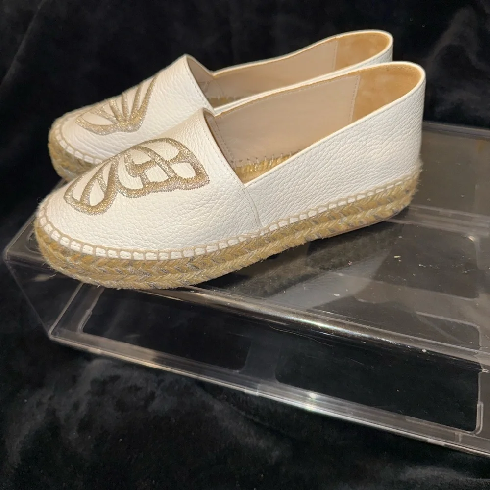 Sophia Webster White and Tan Espadrilles with Butterfly Design